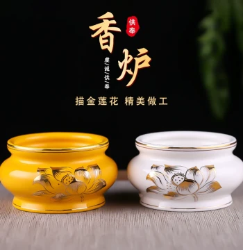 Ceramic Incense Burner for Home Indoor Use, Burning Incense Furnace, Offering Incense Burner for Bodhisattva, Buddhist Altar Incense Holder