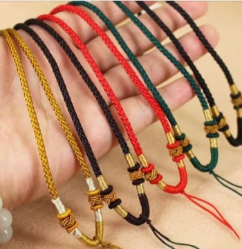 Handmade Braided Necklace Cord Premium Gold Jadeite Jade Agate Jade Pendant Crystal Pendant Pineapple Knot Hanging Rope
