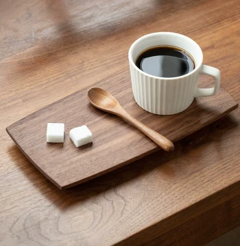 Japanese Black Walnut Wood Coffee Utensil Tray – Wooden Afternoon Tea Dessert Plate, Solid Wood Dry Brew Tea Set Tray for Home