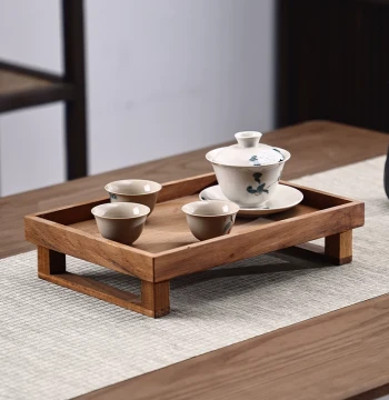 Yili Wooden Dry Brewing Platform Small Tea Tray Home Chinese Style Teacup Serving Tray Tea Room Tea Set Solid Wood Tray