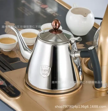 Andesheng 304 Stainless Steel Induction Kettle - Flat-Bottom Teapot for Home Use, Compatible with Tea Art Trays and Tea Sets
