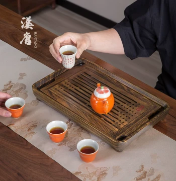 Hantang Solid Wood Tea Tray for Living Room Home Use, Exquisite Dry Brewing Station, New Kung Fu Tea Set with Tea Sea