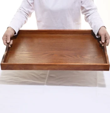 Extra Large Wooden Tray Roast Whole Lamb Solid Wood Platter Rectangular Home Tea Tray Tea-Colored Storage Tray Restaurant Serving Platter