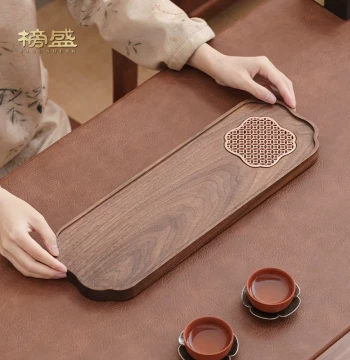 Bangsheng North American Black Walnut Tea Tray, Dry Brewing Platform, High-End Solid Wood Home New Chinese Style Small Drainage Tea Tray
