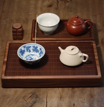 Xiaoqing Tea Affairs | Large North American Black Walnut Tea Tray, Solid Wood Portable Water-Storage Tea Tray