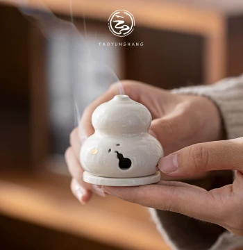 Gourd Coil Incense Burner Ceramic Incense Smoker Home Indoor Agarwood Burner Zen Sandalwood Burner Aromatherapy Burner Tea Ceremony Incense Burner