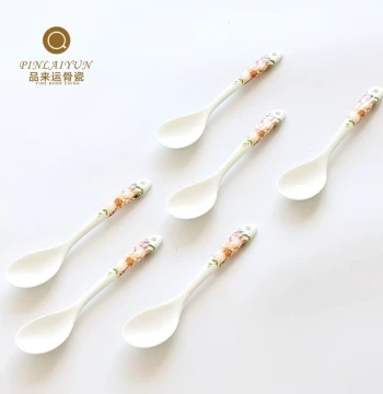 Tea Set Accessory: Korean-Style Bone China Coffee Spoon, Stirring Spoon, Ceramic Creamer Spoon, and Fruit Fork