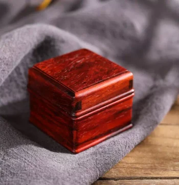 Red Sandalwood Jewelry Box Small Square Case for Rings and Earrings
