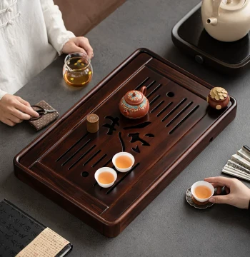 Solid Wood High-End Exquisite Tea Tray for Home Use, 2026 New Kung Fu Tea Set Tray with Drainage and Dry Brewing Platform