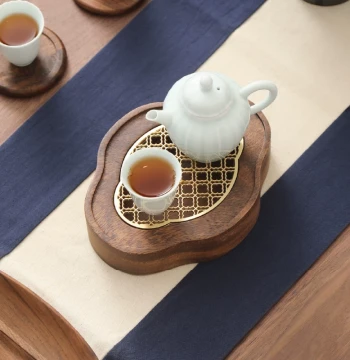 Black Walnut Water-Storage Tea Tray, Solid Wood Small Pot Stand, Travel Dry Brewing Platform, Office Minimalist Japanese-Style Single-Person Tea Table