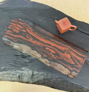 Mexican Rosewood Tea Tray with Black Grain and Ghost Face Pattern - Irregular Dry Brew Tea Table