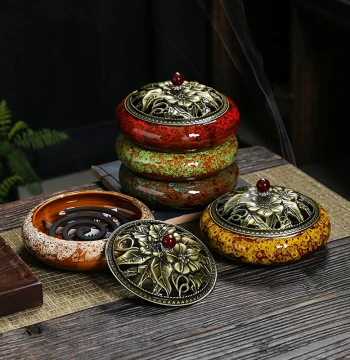 Flame-Transformed Mosquito Coil Incense Burner, Household Indoor Ceramic Agarwood and Sandalwood Burner, Large Incense Ceremony Decor