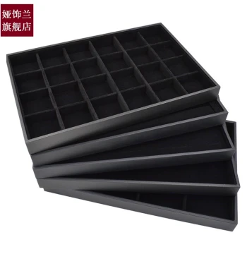Black Velvet Lidless Jewelry Tray for Bracelets, Necklaces, Rings, Stud Earrings Storage, Jade and Collectibles Grid Display Jewelry Box