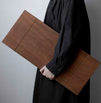 Caomuci Burmese Teak Tea Tray, Solid Wood with Sawtooth Grain, Dry Brew Tea Station, Wabi-Sabi Style Raw Wood Pot Stand