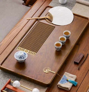 Home Living Room New Chinese Style Drainage Kung Fu Tea Set Light Luxury Tea Sea Rectangular Small Solid Wood Tea Table