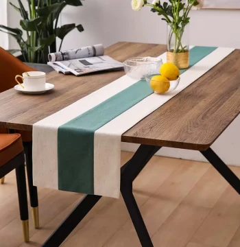 Modern Minimalist Table Runner in Green Luxury Style – Customizable Fabric Decor for Dining Tables, Tea Tables, and Conference Tables
