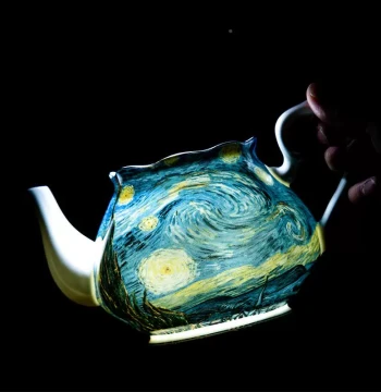 Oil-Resistant Van Gogh Starry Night Style Porcelain Teaware Set 002 Teapot Coffee Pot Coffee Cup Bone China Matching Teapot Base