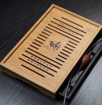Zhidian Kung Fu Tea Set Bamboo Solid Wood Tea Tray Home Tea Table Tea Holder Simple Water Storage Tray Mini Small Tea Sea