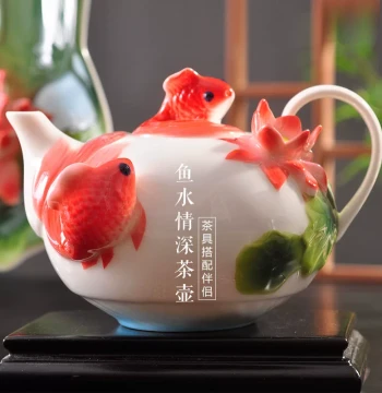 Chinese Style Ceramic Teapot with Filter, Large Home Use, Enamel Porcelain Kung Fu Tea Set with Matching Teapot and Cup Combination