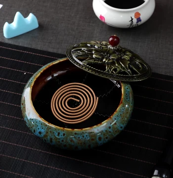Ceramic Natural Sandalwood Incense Burner Set - Premium Indoor Aromatherapy Furnace with Incense Stick Holder and Tray