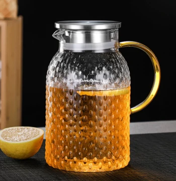 Thickened Heat-Resistant Glass Water Pitcher with Hammered Texture - Large Capacity Explosion-Proof Teapot for Home and Guest Use