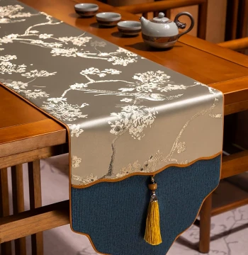 Luxury High-End Table Runner, New Chinese Style Tea Ceremony Cloth, Long Decorative Mat for Tea Tables and Coffee Tables, Customizable