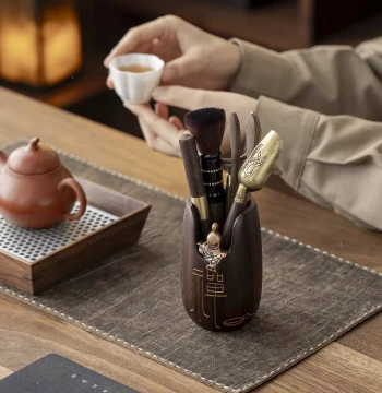 Ebony Bakelite Tea Ceremony Gentleman Set Kung Fu Tea Tools Six-Piece Set Tea Clip Tea Spoon