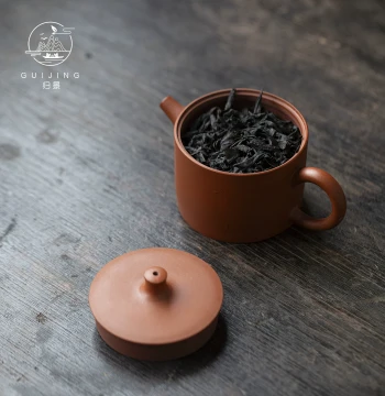 Guijing | Chaozhou Vermilion Clay Hand-Pulled Pot Purple Clay Teapot Thin-Walled Wide Mouth Easy Tea Loading Kung Fu Teapot Handmade Teapot