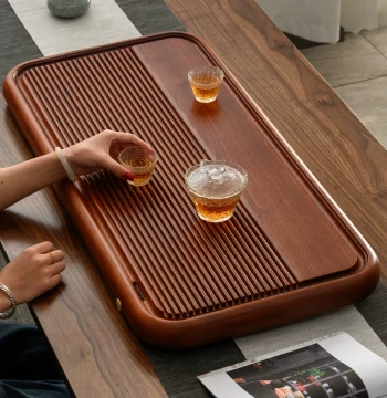 Solid Rosewood Tea Tray, Whole Log Natural Wood Tea Table, Minimalist Home Premium Kung Fu Tea Set, Large Serving Tray for Office