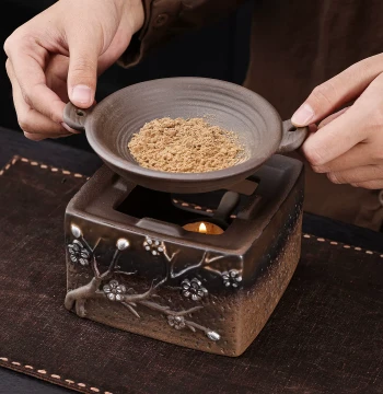 Aromatherapy Burner and Tea Roasting Set with Candle Warmer for Enhancing Tea Aroma, Baking Tea Tiles, and Cedar Wood Diffuser