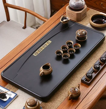 Solid Wood Minimalist One-Piece Drainage New Kung Fu Tea Set Light Luxury Modern Home Rectangular Tea Brewing Station