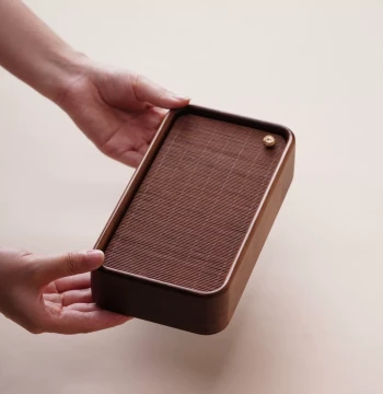 Yitiao | Huazhang Small Size / Walnut Wood / Home Tea Tray Solid Wood / Dry Brewing Tray with Water Storage