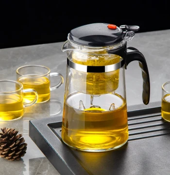 Thickened Glass Piao Yi Cup, High-Temperature Resistant Home Tea Set, Filter Tea Brewer with Tea-Water Separation and One-Touch Brewing Teapot