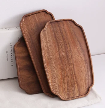 Walnut Wood Tray Small Tea Tray Tea Set Teacup Storage Tray Home Solid Wood Chinese Style Tea Serving Fruit Plate Wooden Plate