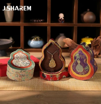 National Style Jewelry Box Gift Box, Gourd Storage Case, Premium Gold Pendant Display, Antique Jade Pendant Brocade Box