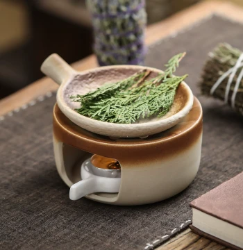 Handmade Japanese Candle Baking Furnace Ceramic Incense Burner for Plants Cedar Aromatherapy Tea Roasting Stove Desktop Ornament Incense Burner
