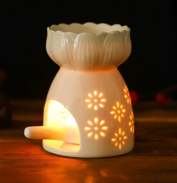 Ceramic Aromatherapy Burner Indoor Candle Aromatherapy Lamp, Retro Home Incense Burner for Bedroom with Dry-Burn Protection, Firework Essential Oil Lamp