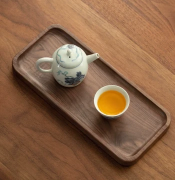 Walnut Wood Tray Tea Board Household Solid Wood Rectangular Tea Set Storage Tray Cup Placement Tray Teapot Holder