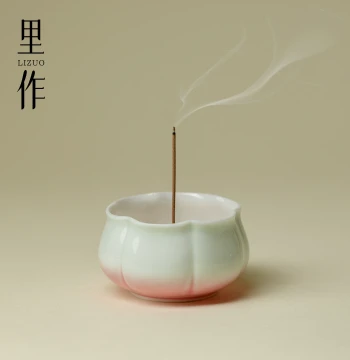 Lizuo Shadow-Powder Ceramic Flower Incense Burner, Gradient Creative Stick Holder, Home Worship Aromatherapy Stove, Tea Ceremony Accessories