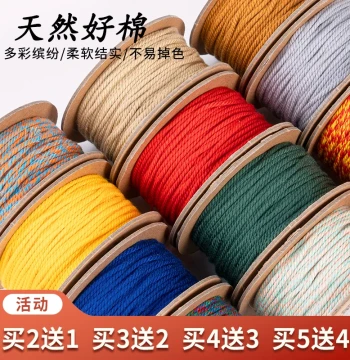 Tibetan Hand-Rolled Cotton Cord for Star-Moon Bodhi Bracelets, Specialty Wenwan Braided Cotton String for Beaded Jewelry