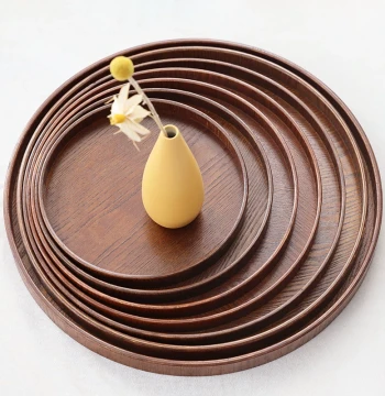 Premium Solid Wood Tea Tray, New Home Use Round Wooden Serving Platter, INS Style Picnic & Postpartum Serving Tray