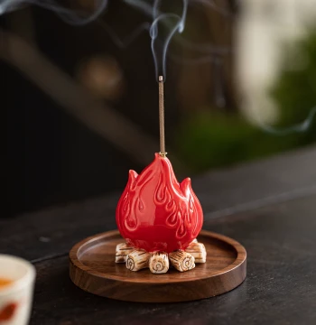 Prosperous Fire Ceramic Little Flame Incense Holder and Stand, Home Indoor Aromatherapy Burner, Incense Ceremony Sandalwood Stick Incense Holder, and Small Ornament