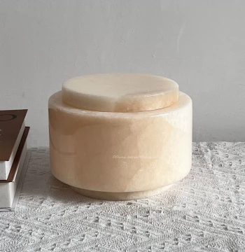 French Light Luxury Bedroom Storage Jar, Living Room Jewelry and Gem Storage Box, Natural Jade Storage Canister for Model Room Decor