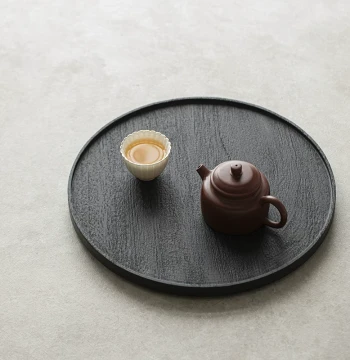 Caomuci New Chinese Style Teapot Stand Teak Round Small Tea Tray Dry Brewing Station Solid Wood Tea Sea Home Tea Set Cup Tray