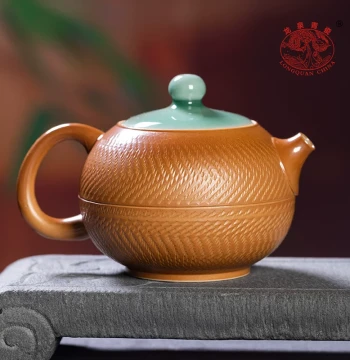Longquan Celadon Official Handmade Ceramic Teapot, Tiao Dao Xishi Pot for Single Person Home Use