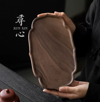 Xunxin North American Black Walnut Tea Tray – Premium Solid Wood Dry Brewing Platform for Home, Light Luxury Chinese Style Tea Table