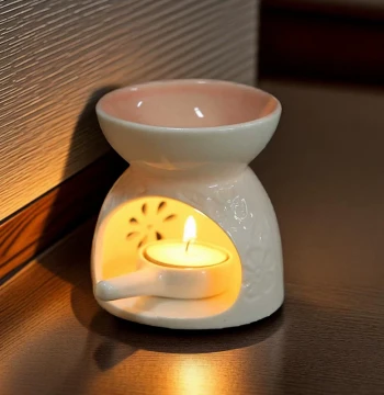 Medium Aromatherapy Burner, Premium Ceramic Niche Incense Holder for Office and Home Indoor Use, Essential Oil Diffuser, Dry-Burn Compatible with Coffee Grounds