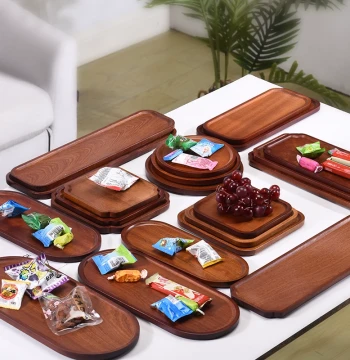 Whole Wood Solid Wood Tea Tray Light Luxury High-End Feel Dry Brewing Platform Homestay Tea Room Decorative Tea Tray Dim Sum Fruit Wooden Tray