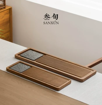 Sanxun Creative Solid Wood Tea Tray Home Drainage Dry Brew Small Tea Table Premium Kung Fu Tea Set Stone Tea Sea Tea Serving Tray
