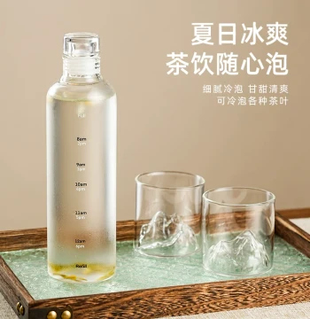Cold Brew Tea Bottle Glass, Summer Large-Capacity Refrigerator Water Container, Iced Tea Cold Water Kettle, High-Temperature Resistant Portable Tea Cup